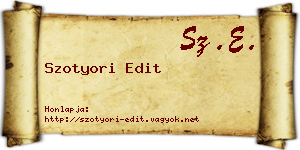 Szotyori Edit névjegykártya
